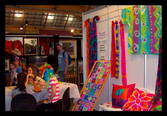 Students learning how to paint on silk at the Royal Easter Show in Sydney, 12th April 2010