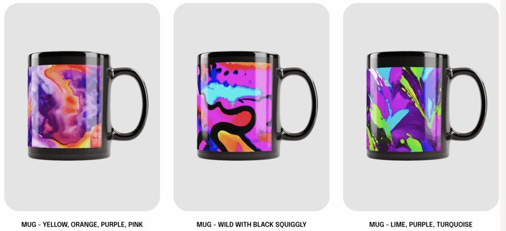 Coffee Mugs with Handpainted Designs by Teena Hughes