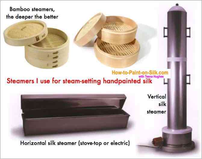 A selection of silk steamers for silk artists
