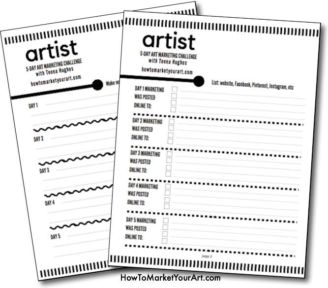 PDF Checklists for students of Art Marketing Challenge