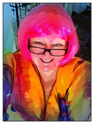 Silk Painting Workshops in Roma Queensland -- Teena Hughes with pink hair